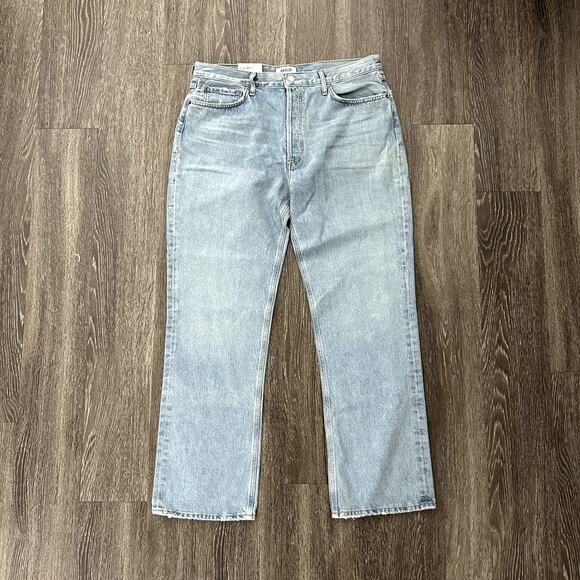 NWT AGOLDE Lana Mid Rise Vintage Straight Jeans Riptide Size 33 Light Blue Denim - Picture 16 of 16
